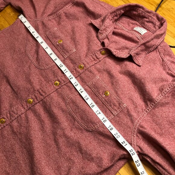 J Crew Flannel sz Large Vintage Retro Style Shirt Red Holiday Soft warm light - Picture 2 of 5